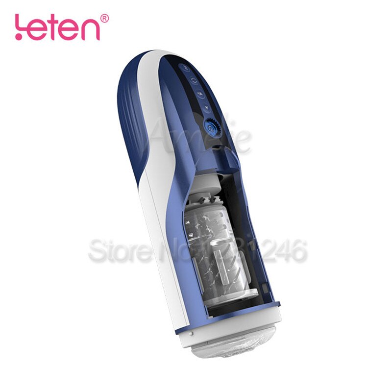 Leten Male Masturbation Cup Silicone Vagina Automatic Telescopic Piston Rotating Interactive Sex Moaning Sex Machine Toy for Men