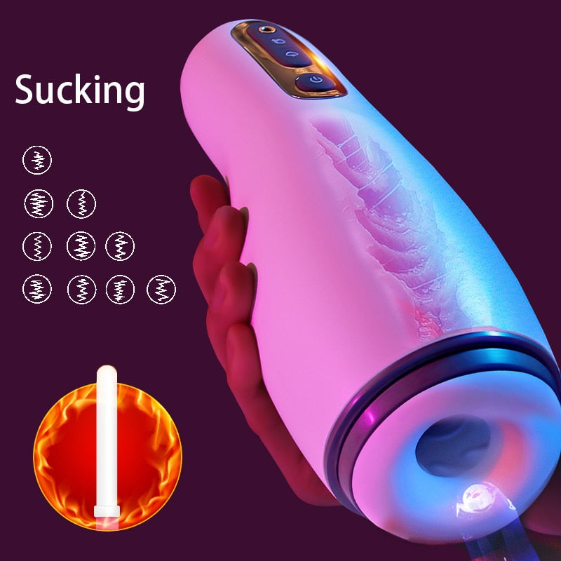 Automatic Male Masturbator Sucking Machine Real Vacuum Vagina Cup Adult Toy Sucker Vibrating Blowjob