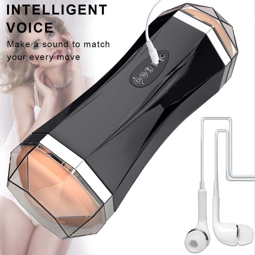 Male Masturbator for Genius Sound Oral Sex Vibrators Delay Exerciser Man Sex Toys Adult Masturbation Cup