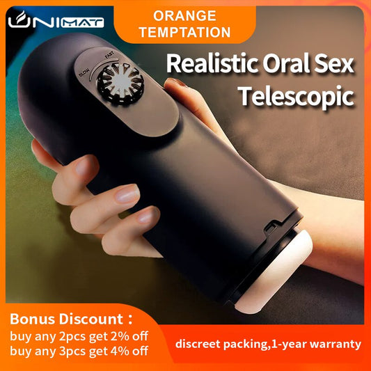 Automatic Male Masturbator Thrusting Telescopic Cup for Male Penis Training Stimulation, Soft Textured Vagina Sex Toy for Adults