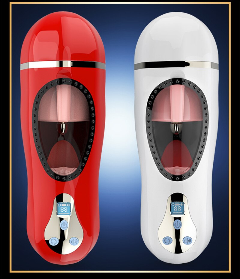 Suck Cock Tongue Lick Male Masturbator Vibrator for Men Automatic Oral Deep Throat Vaginal Masturbator Cup Heating Male Toy