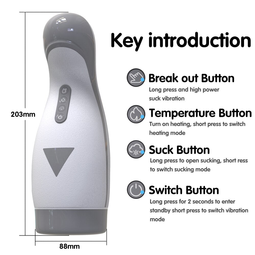 Powerful Sucking Masturbators, Strong Heating Vibrating Sex Toy for Men, Deep Throat Pussy Vaginal Masturbation Cup