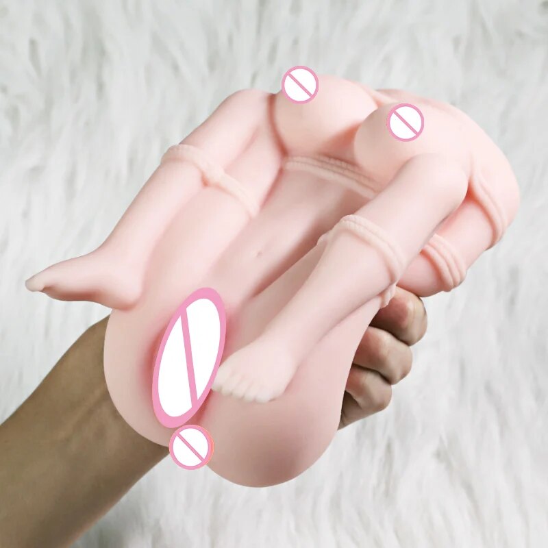 Mini Half-Body Realistic Vagina Butt Sense Male Masturbator Cup Anus Dual Channel Realistic Vagina Sex Toy