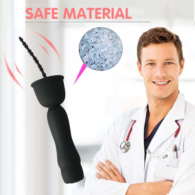 Mushroom Head 16-frequency Vibration Urethral Stick Rechargeable Massage Male Silicone Penis Time-lapse Training Exercise Black