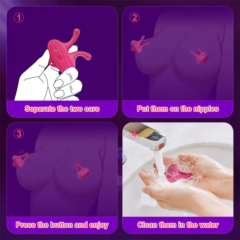 Nipple Vibrator, Vibrating Nipple Clamps, Women's Sex Toys, Clip, Breast Massage, Stimulation, Masturbator, BDSM Adult Toys for Female