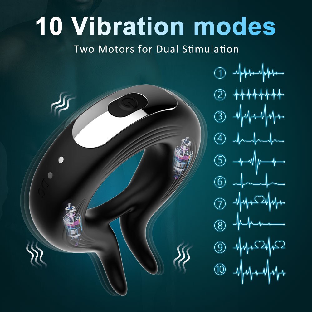 Wireless Remote Control Penis Vibrator Ring for Men, Delay Ejaculation Vibrating Cock Ring, Male Masturbator, Adult Sex Toys 18+