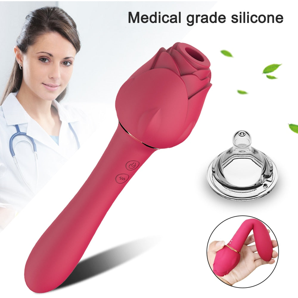 Powerful Rose Vibrator for Women, Clitoris Nipple Clit Sucker, Vacuum Stimulator Dildo Vibrators, Female Sex Toys for Adults 18+