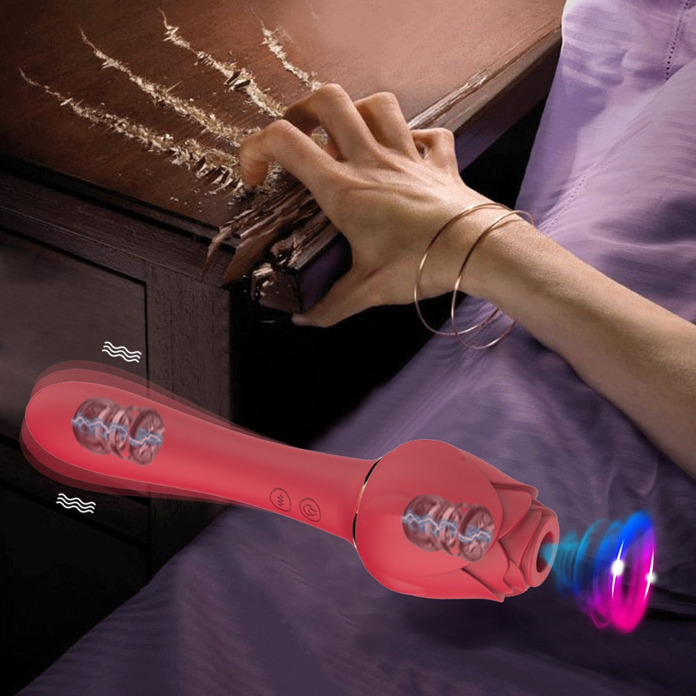 Powerful Rose Vibrator for Women, Clitoris Nipple Clit Sucker, Vacuum Stimulator Dildo Vibrators, Female Sex Toys for Adults 18+