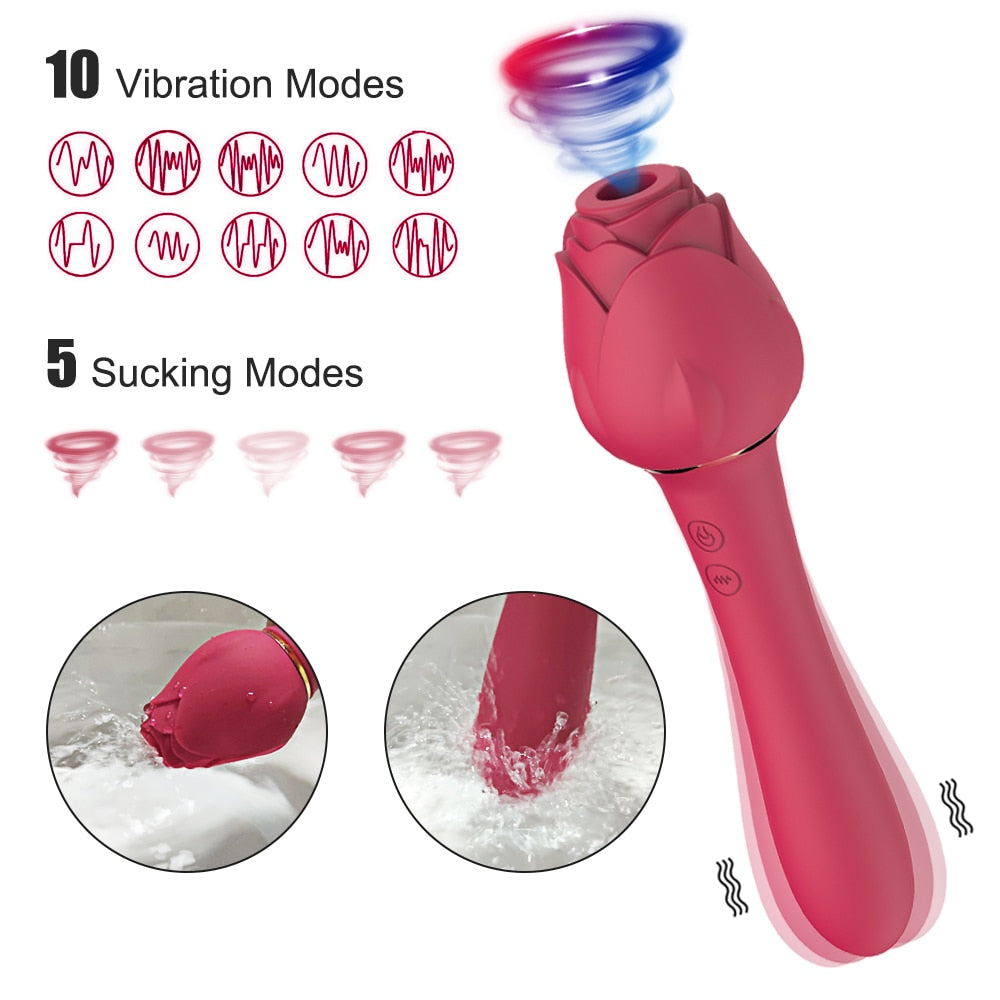 Powerful Rose Vibrator for Women, Clitoris Nipple Clit Sucker, Vacuum Stimulator Dildo Vibrators, Female Sex Toys for Adults 18+