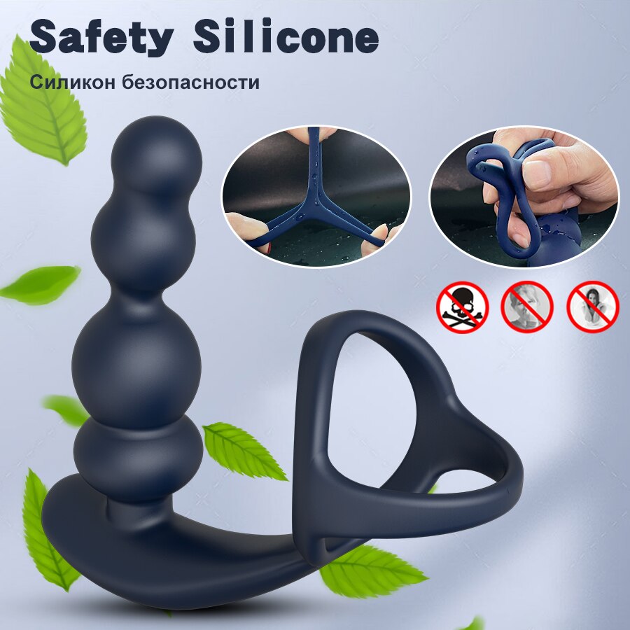 Male Prostate Massager Vibrator 360° Rotating Anal Plug Cock Ring Butt Plug Vibrator Wireless Control Sex Toys for Men Masturbator