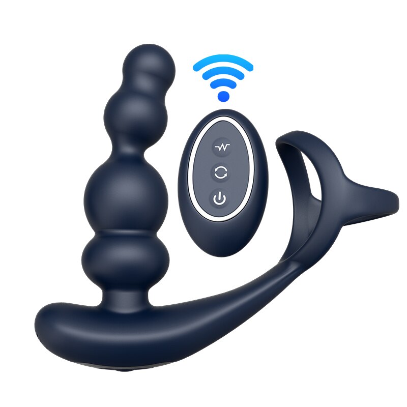 Male Prostate Massager Vibrator 360° Rotating Anal Plug Cock Ring Butt Plug Vibrator Wireless Control Sex Toys for Men Masturbator