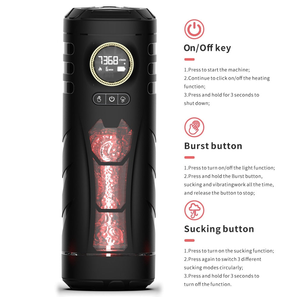 Adult RGB Vibrator Sex Toys for Men Automatic Masturbation Cup Auto Suction Heating Male