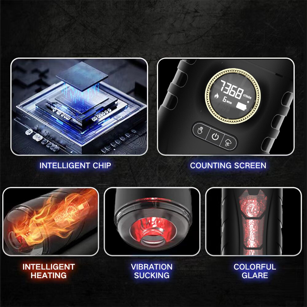 Adult RGB Vibrator Sex Toys for Men Automatic Masturbation Cup Auto Suction Heating Male