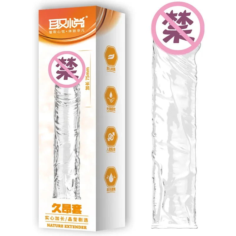 Reusable Penis Extend Sleeve Realistic Dildo Sex Accessories Ring Adult Sex Toy for Men Dildo Condom Cock Erotic Product Shop 18