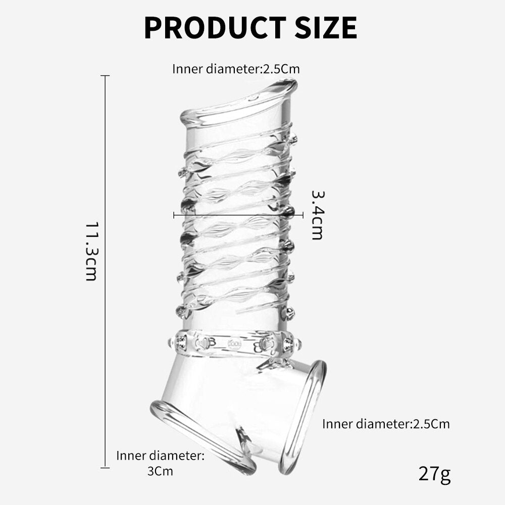 Reusable Penis Sleeve Soft Glans Penis Enlarger Extender Delay Ejaculation Cock Ring Sleeve Adult Toy for Adult Erotic Goods