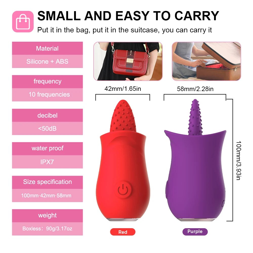 Rose Clitoris Stimulation Vibrator for Women, G-Spot Vibration, Tongue Licking, Oral Vagina Nipple Massager, Female Masturbator