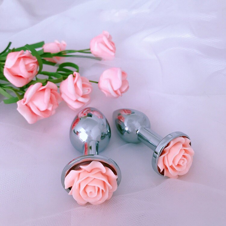 Rose Flower Anal Plug for Men and Women, Masturbator, Adult Sex Goods, Stainless Steel Butt Toys, Adults' Products