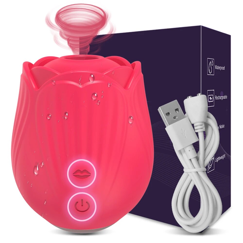 Rose Sucking Tongue Licking Vibrator for Women Clitoris Stimulator Oral Nipple Vacuum Clit Sucker Female Sex Toys for Adults