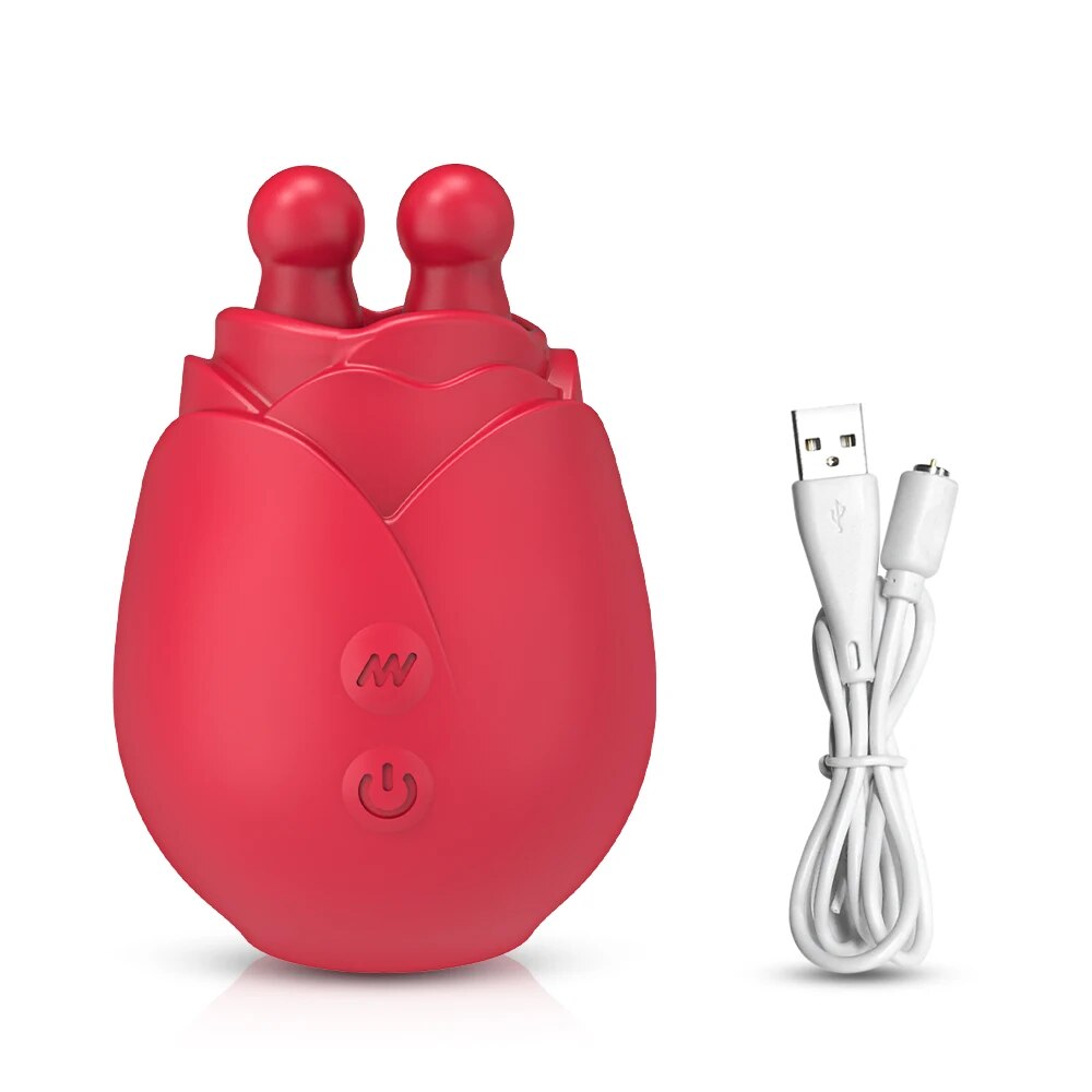 Rose Toy Vibrator for Women with Wiggling Tongue Licking 10 Modes Nipple Clitoris Stimulator Sex Toys Goods for Adults Female