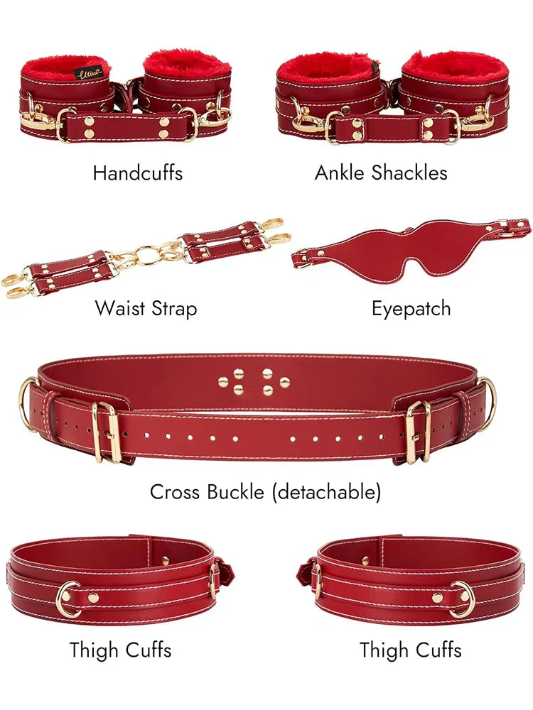 Sex Bondage BDSM Handcuffs Ankle Cuff Restraints SM Slave Waist Harness Couple Fetish Toy Kits Hand Restraint Cuff Eyeblinder