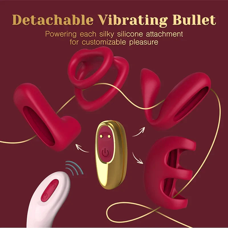 Tracy's Dog Love Vibrator Kit: Removable Vibrating Bullet with 4 Silicone Attachments, Remote Adult Sex Toys for Women & Partners