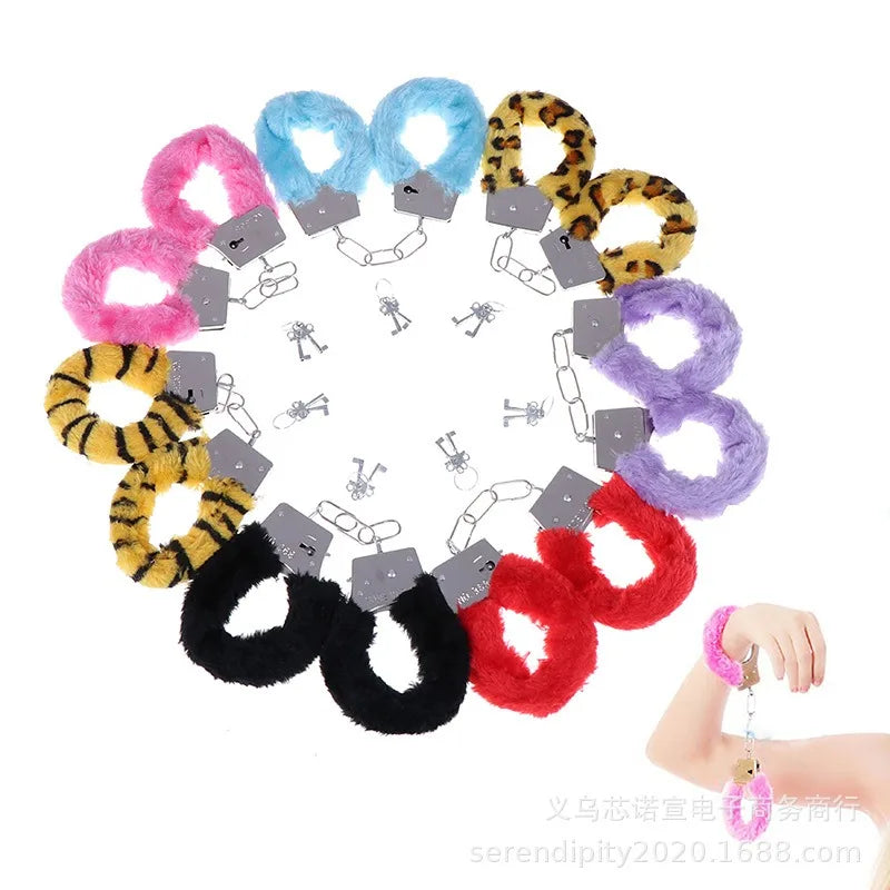 Fuzzy Plush Handcuffs Soft Bondage Restraints for Couples Play Adjustable Comfortable