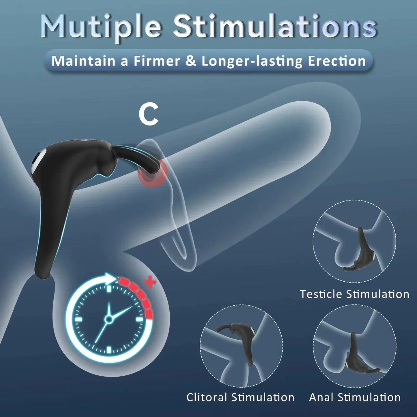 Penis Ring Vibrator Wireless Remote Control Clitoral Stimulation Delay Ejaculation Enlargement Erection For Men