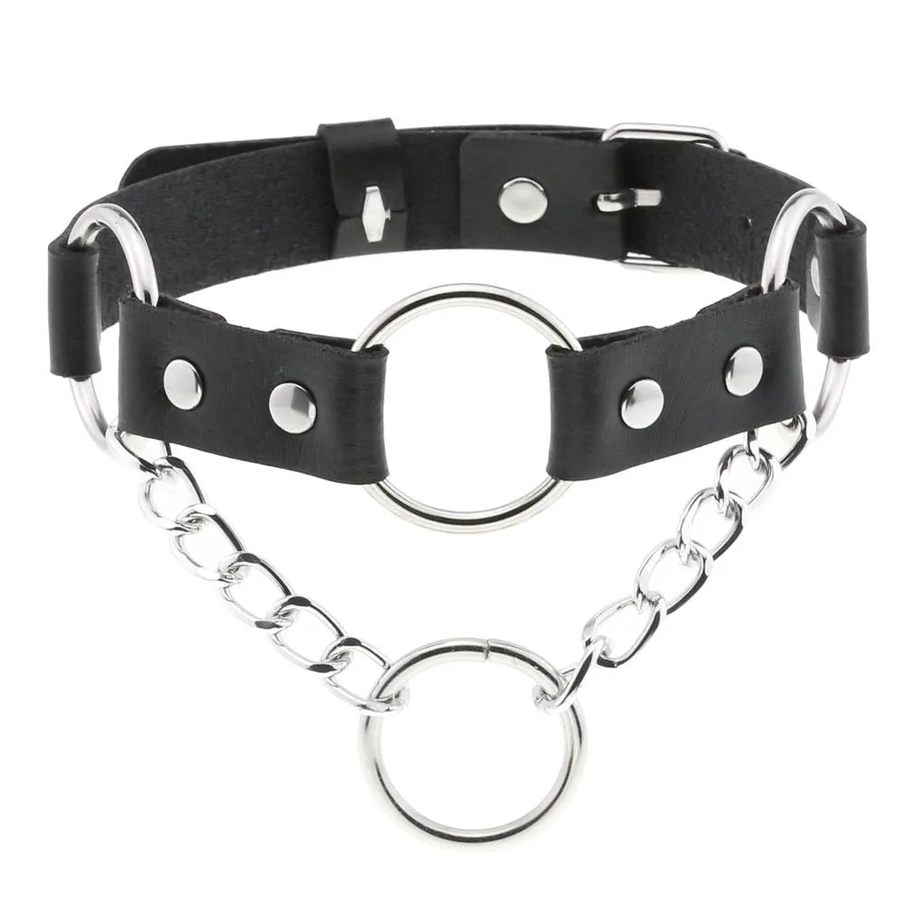 BDSM Different Styles Fashion Punk Men's Torques Necklace Gothic PU Leather Choker Collar Necklace Women's Body Chain