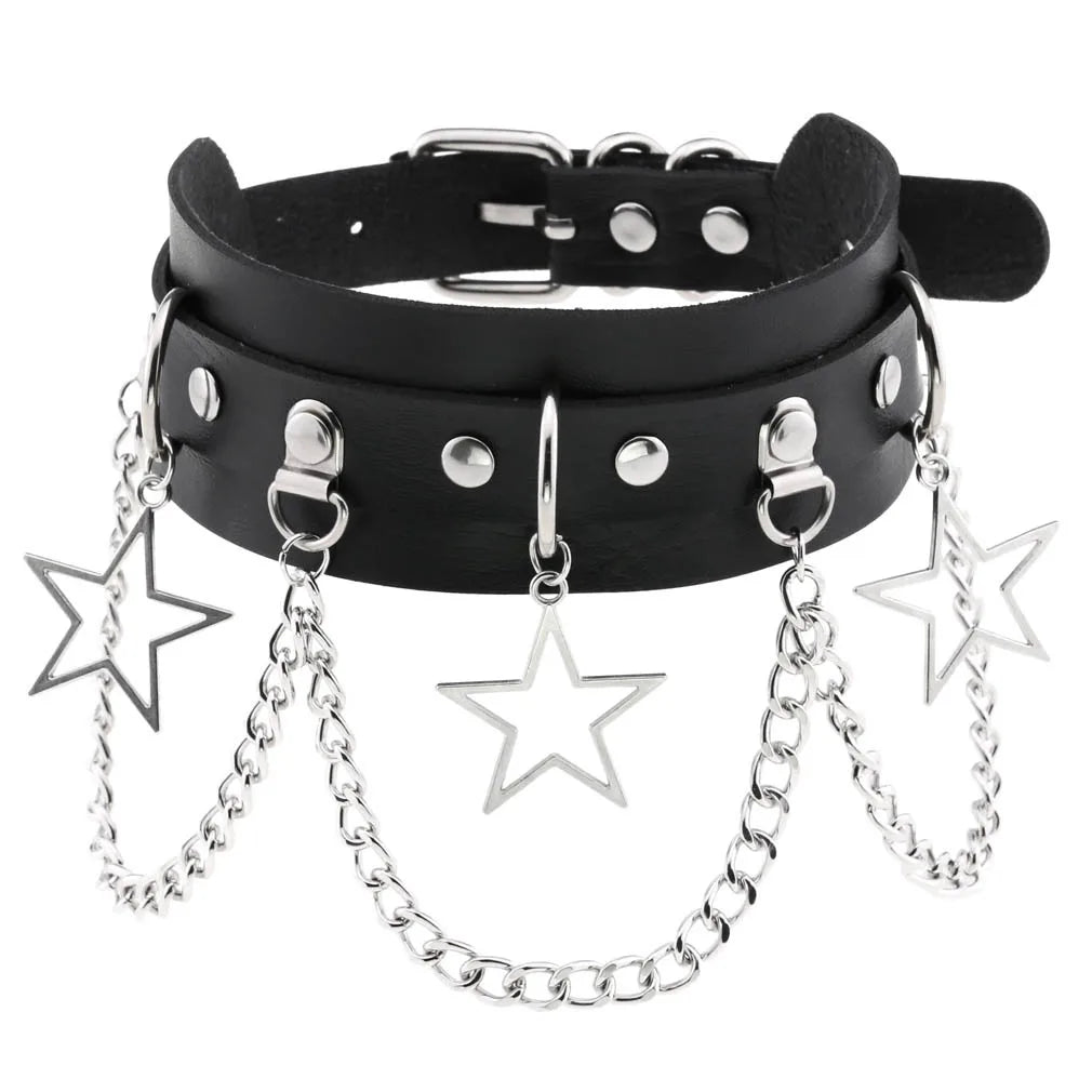 BDSM Different Styles Fashion Punk Men's Torques Necklace Gothic PU Leather Choker Collar Necklace Women's Body Chain