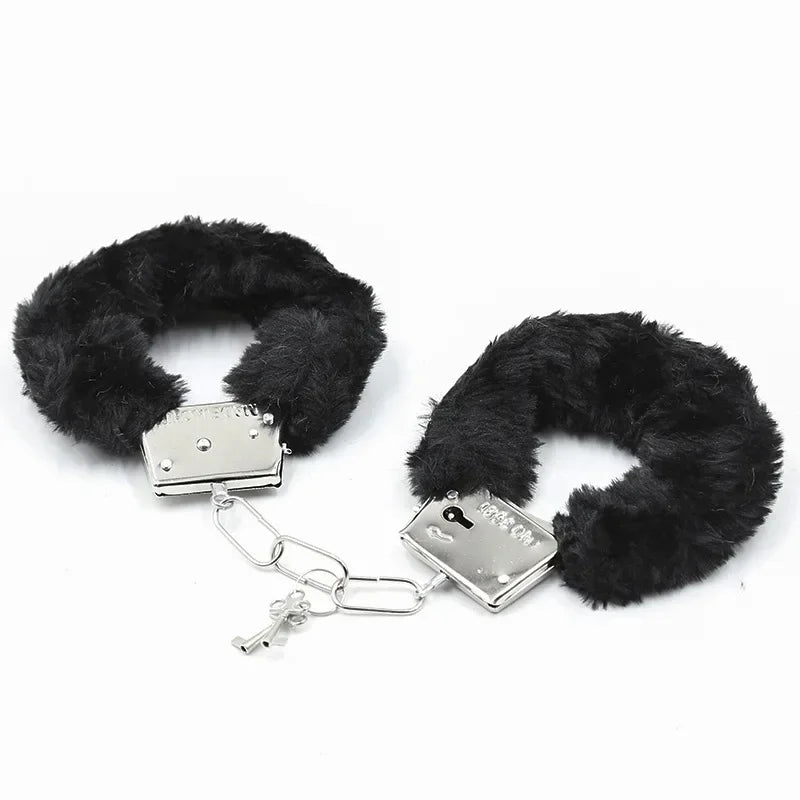 Fuzzy Plush Handcuffs Soft Bondage Restraints for Couples Play Adjustable Comfortable