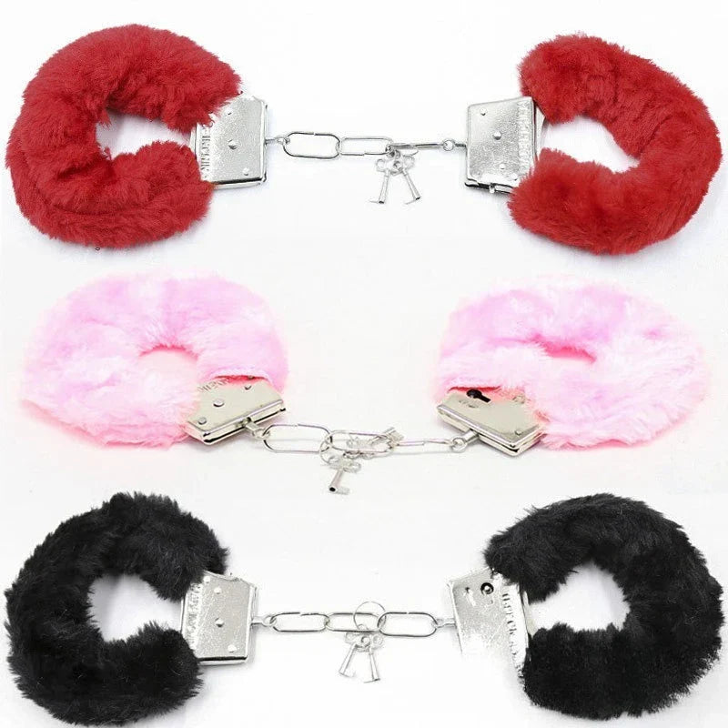 Fuzzy Plush Handcuffs Soft Bondage Restraints for Couples Play Adjustable Comfortable
