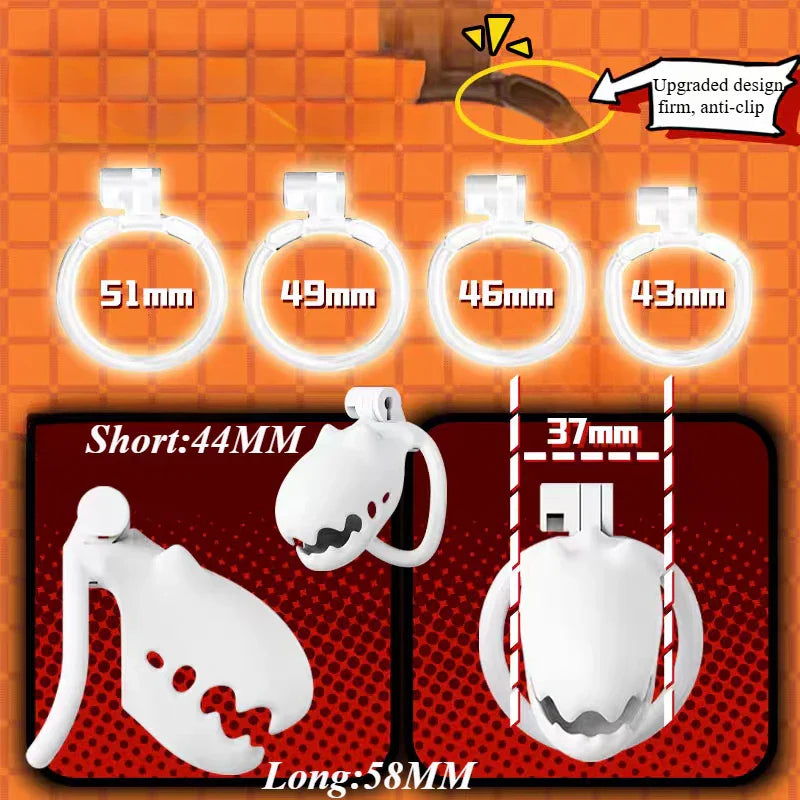 Furry Cute Male Chastity Cage CB Lock SM Flirting Adult Toy Bondage Device for Gay Erotic Urethral Lock with 4Ring Wrapped Penis