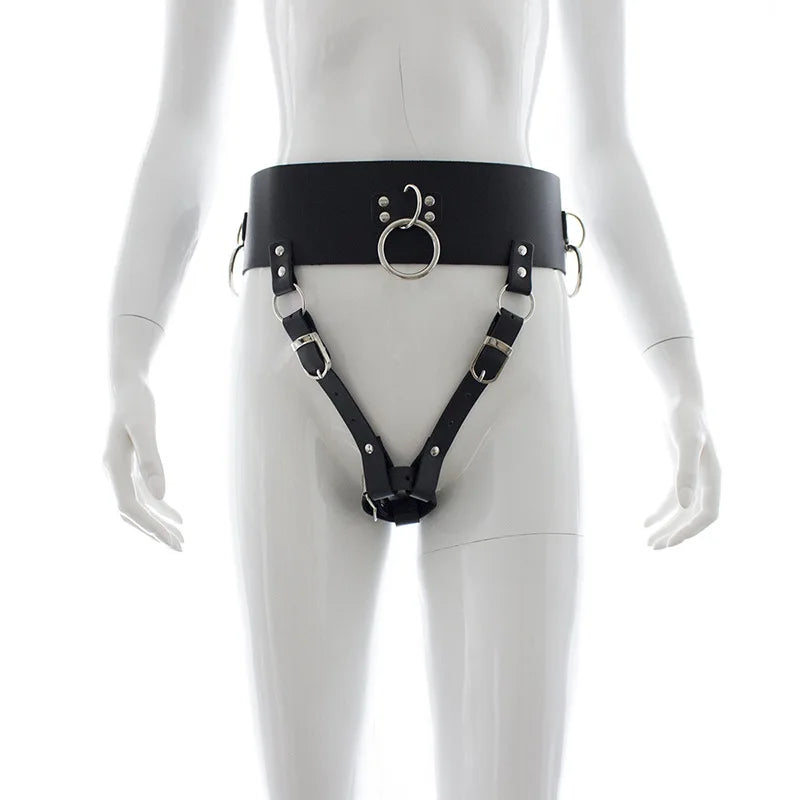Women Chastity Pants Sexy Lingerie Panties Harness Leather Thong Underwear Bdsm Bondage Restraint Erotic Sex Toys for Women