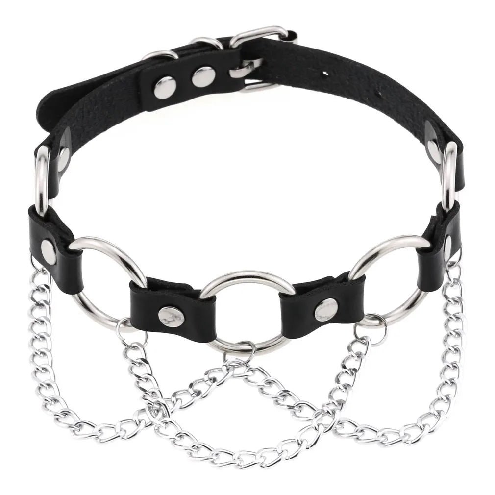 BDSM Different Styles Fashion Punk Men's Torques Necklace Gothic PU Leather Choker Collar Necklace Women's Body Chain