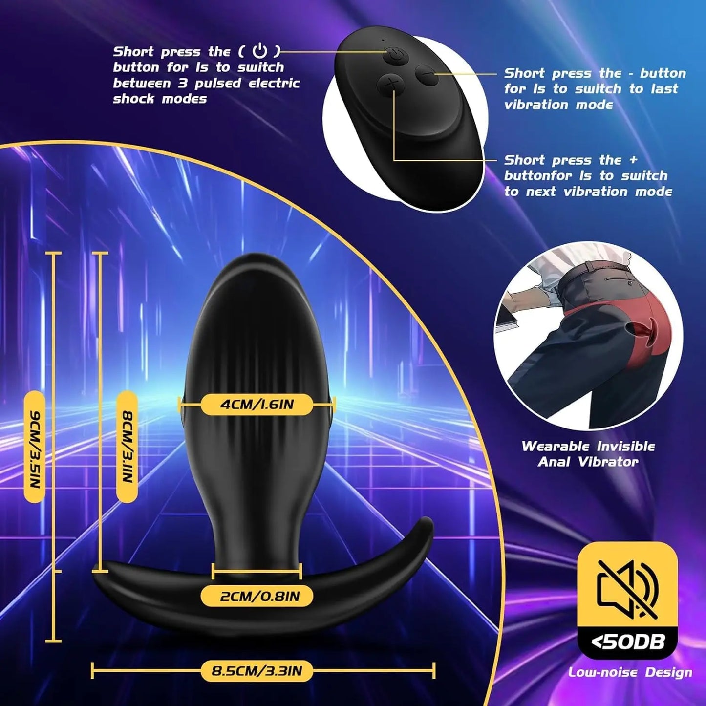 Electric Shock Anal Plug Vibrator Prostate Massager Wireless Buttplug 10 Vibrating & 3 Pulsed Modes Sex Toys for Couple Gay Women