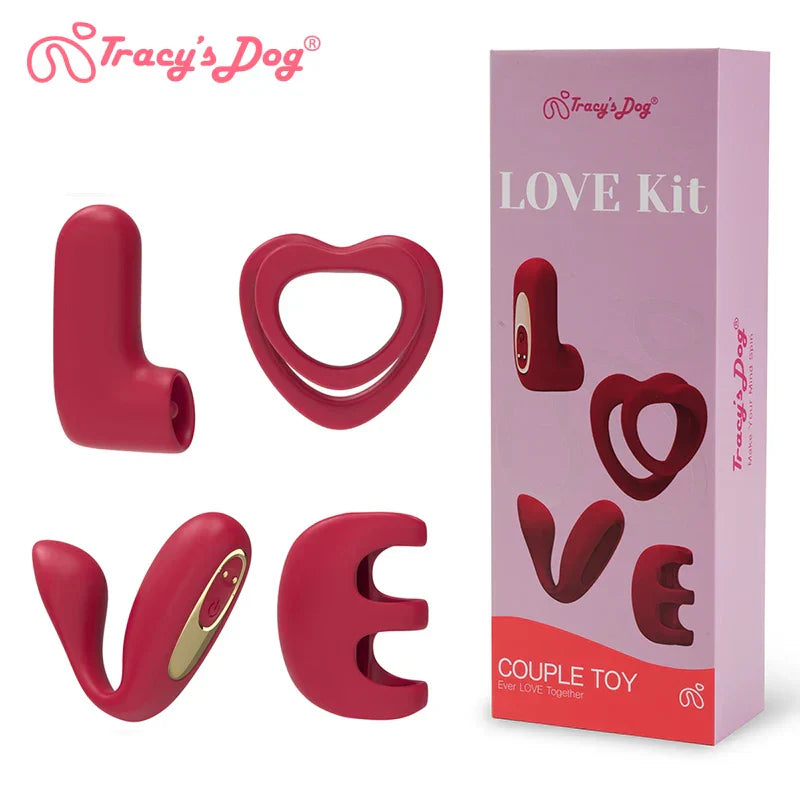 Tracy's Dog Love Vibrator Kit: Removable Vibrating Bullet with 4 Silicone Attachments, Remote Adult Sex Toys for Women & Partners
