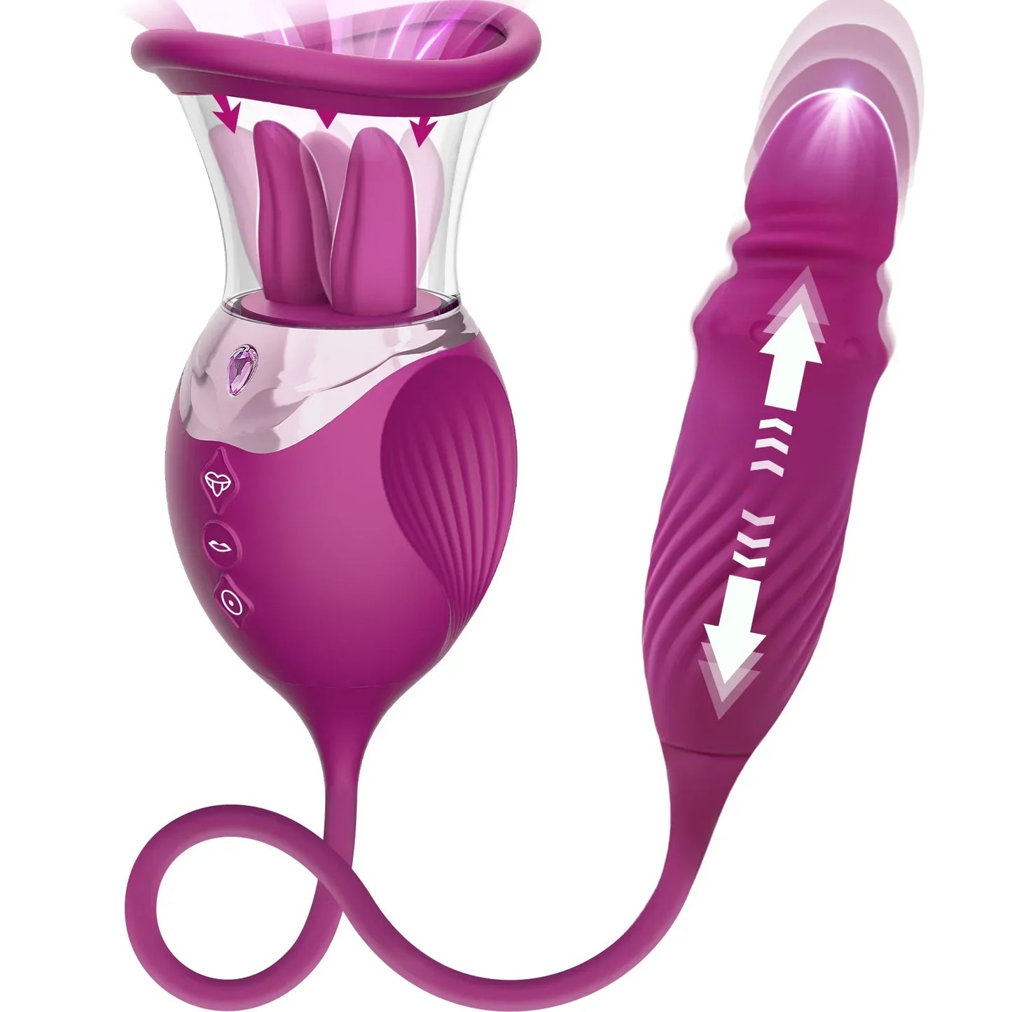 Rose Sucking Vibrator for Women 4-in-1 Thrusting Dildo G-Spot Nipple Sucker Clitoris Stimulator Vibrating Egg Adult Sex Toys