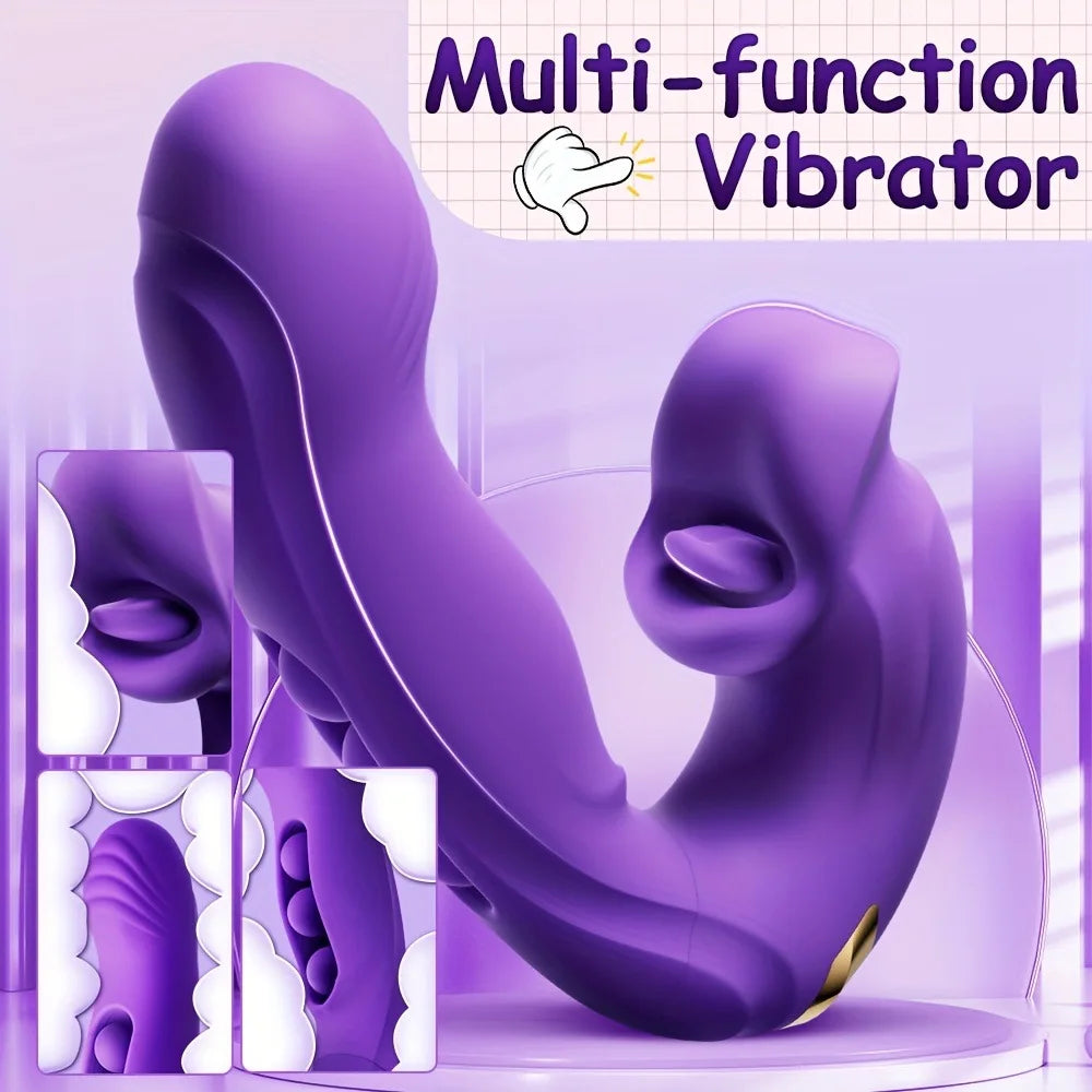 3 in 1 Realistic Lips Clitoris Vibrator for Woman G Spot Sex Toy with 10 Flapping Vibrating and Licking Tongue Modes Masturbator