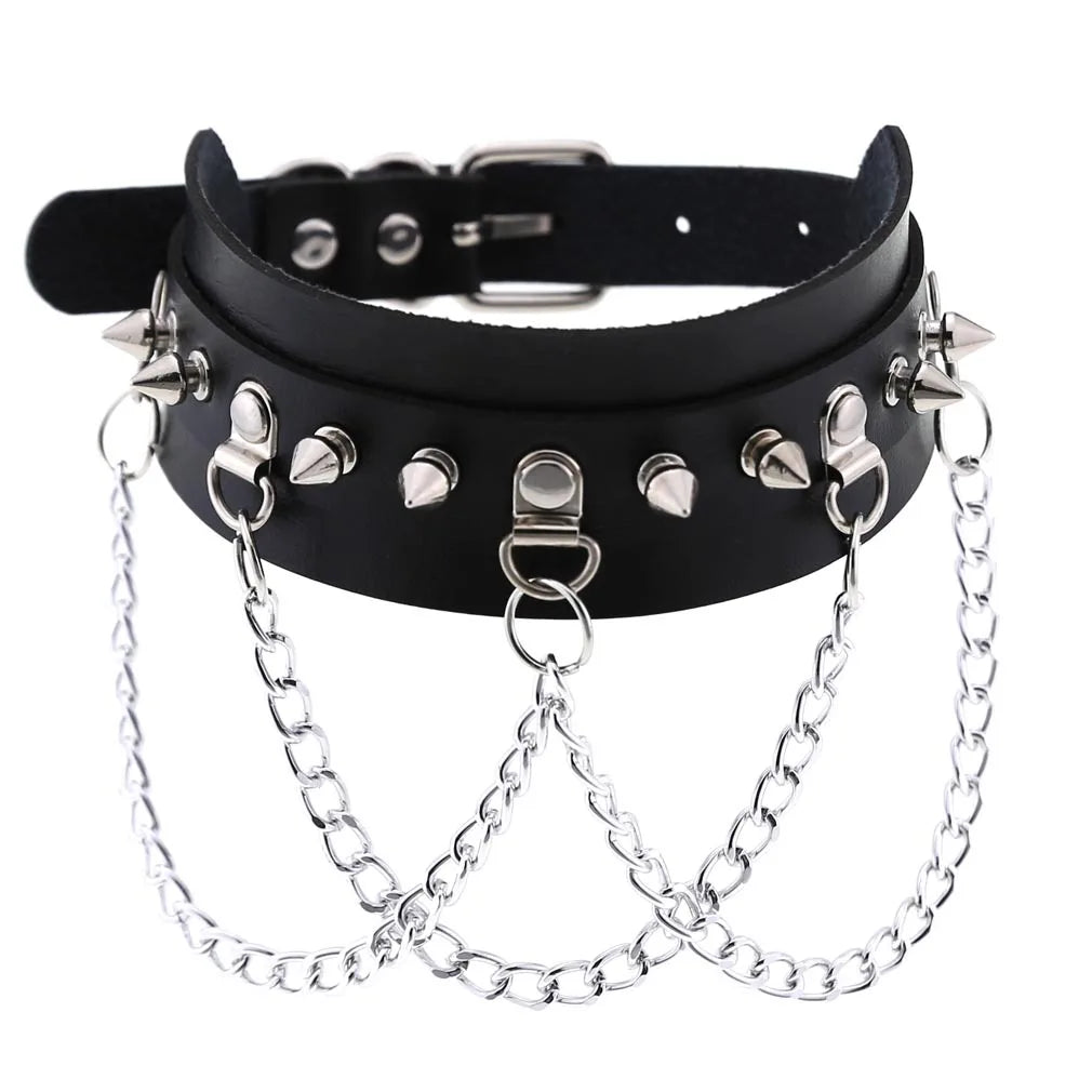 BDSM Different Styles Fashion Punk Men's Torques Necklace Gothic PU Leather Choker Collar Necklace Women's Body Chain
