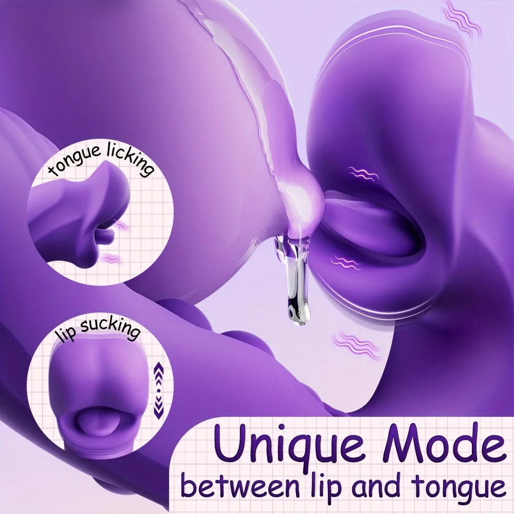 3 in 1 Realistic Lips Clitoris Vibrator for Woman G Spot Sex Toy with 10 Flapping Vibrating and Licking Tongue Modes Masturbator
