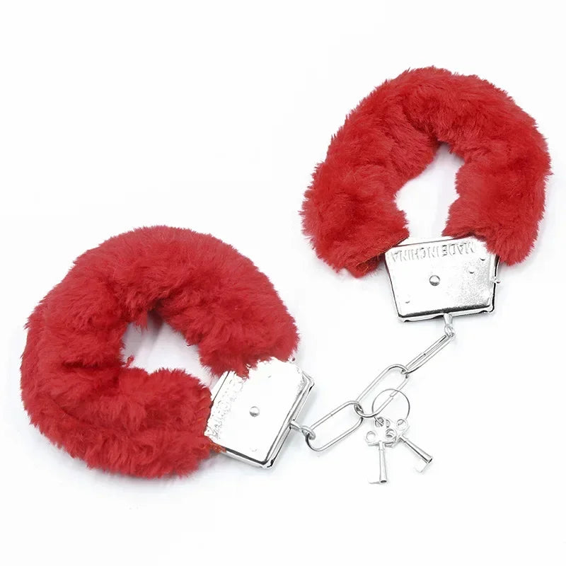 Fuzzy Plush Handcuffs Soft Bondage Restraints for Couples Play Adjustable Comfortable