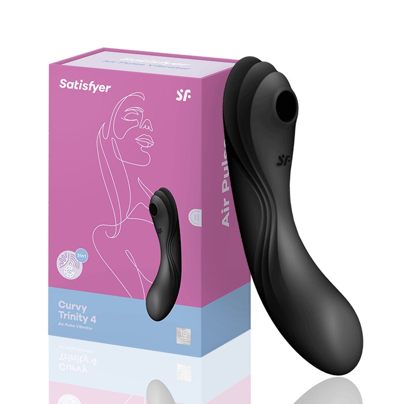 Satisfyer Curvy Trinity 4 Toys for Women 18+ G-Spot Vibrator 3in1 Clit Suction Stimulator Waterproof Silicone Black Toys