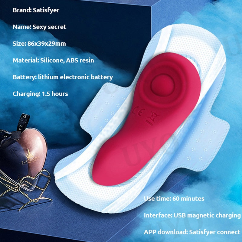Satisfyer Sexy Secret Silicone G-Spot Vibrator Portable Wearable APP Remote Control Clitoris Stimulator UYO Sex Toys for Women
