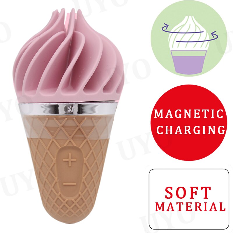Germany Satisfyer Sweet Treat Ice Cream Cone Vibrator Sex Toy for Women Soft Silica Gel Clitoris Stimulator UYO Mini Adult Toy