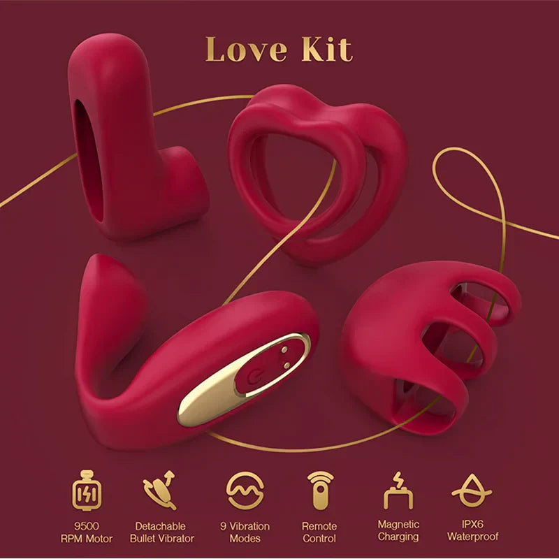 Tracy's Dog Love Vibrator Kit: Removable Vibrating Bullet with 4 Silicone Attachments, Remote Adult Sex Toys for Women & Partners