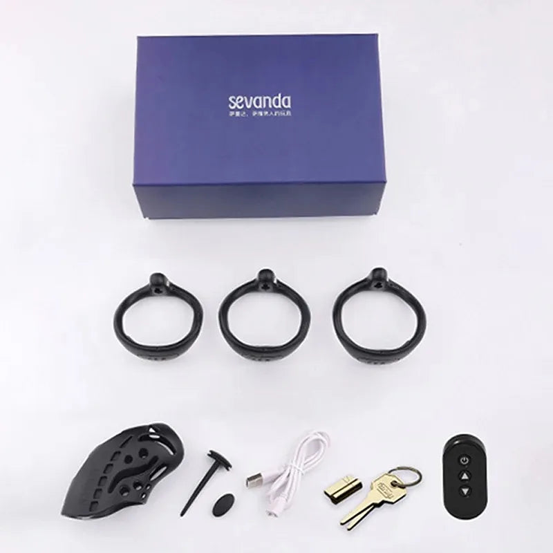 BDSM Shock Male Chastity Cage Wireless Remote Control Shock Chicken Cage Penis Lock with Urethral Obstruction