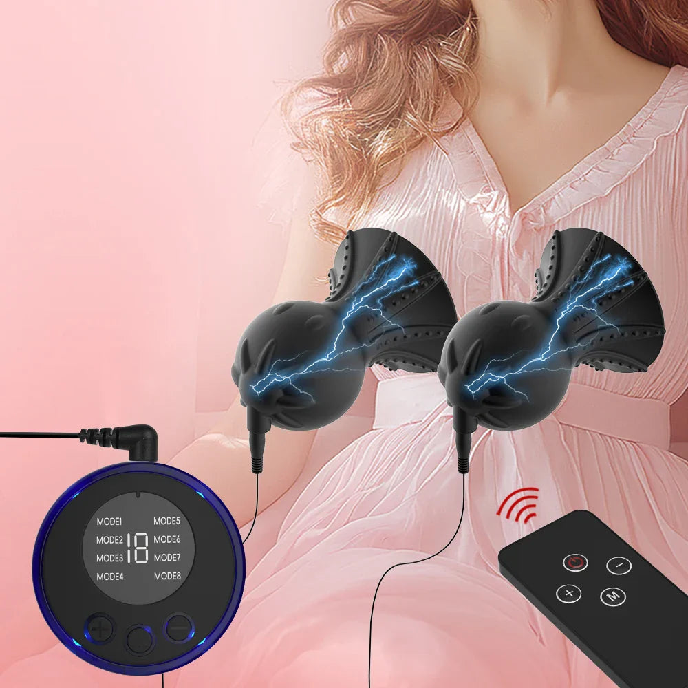 Nipple Sucker Clamps Electro Stimulator Nipples Pussy Breast Clit Masturbator Breast Enlarger Sex Toy BDSM Tool Electric Shocker