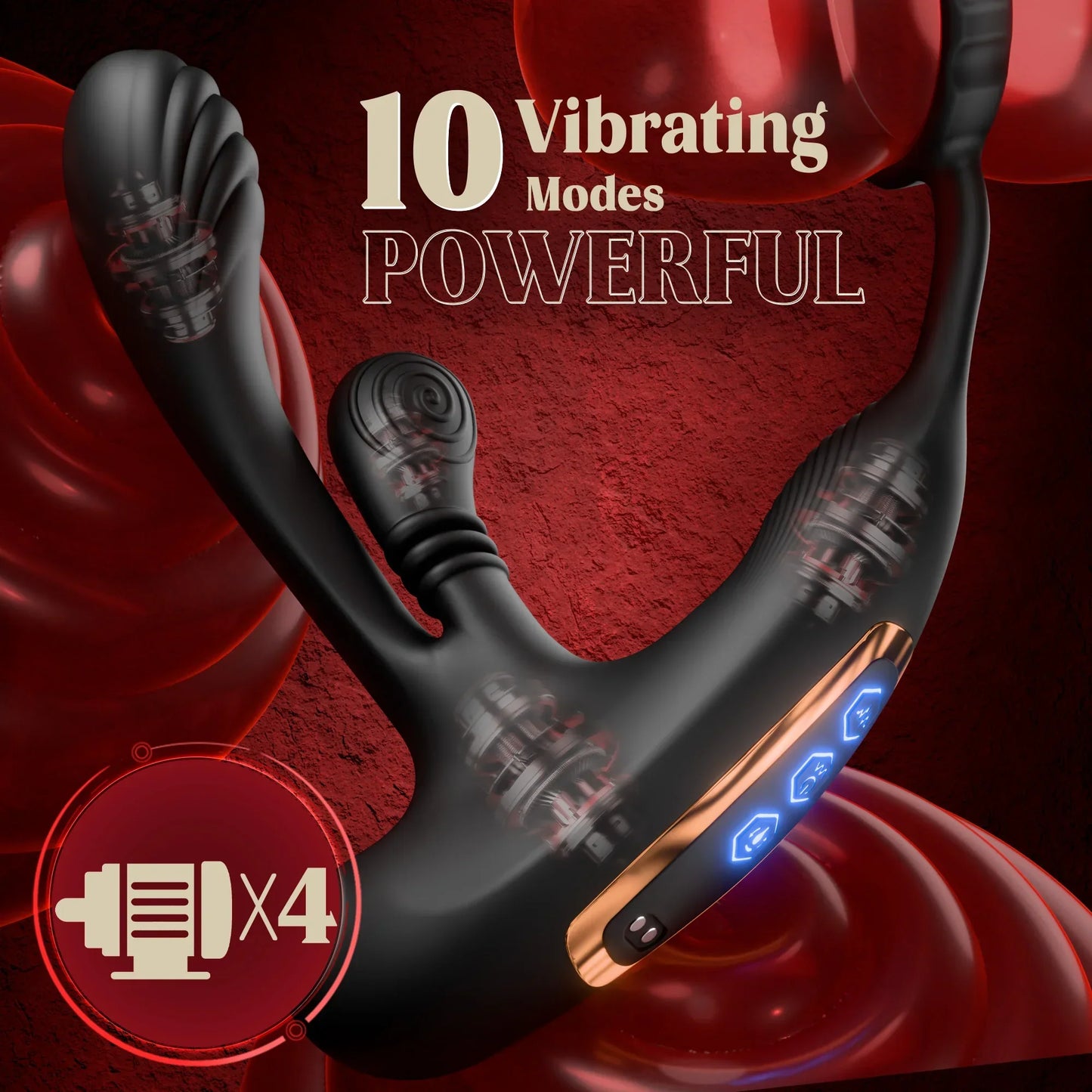 3 in 1 360° Circular Kneading Anal Vibrator Male Prostate Massager with Cock Ring Butt Plug L-Shaped Adult Sex Toys for Men 18