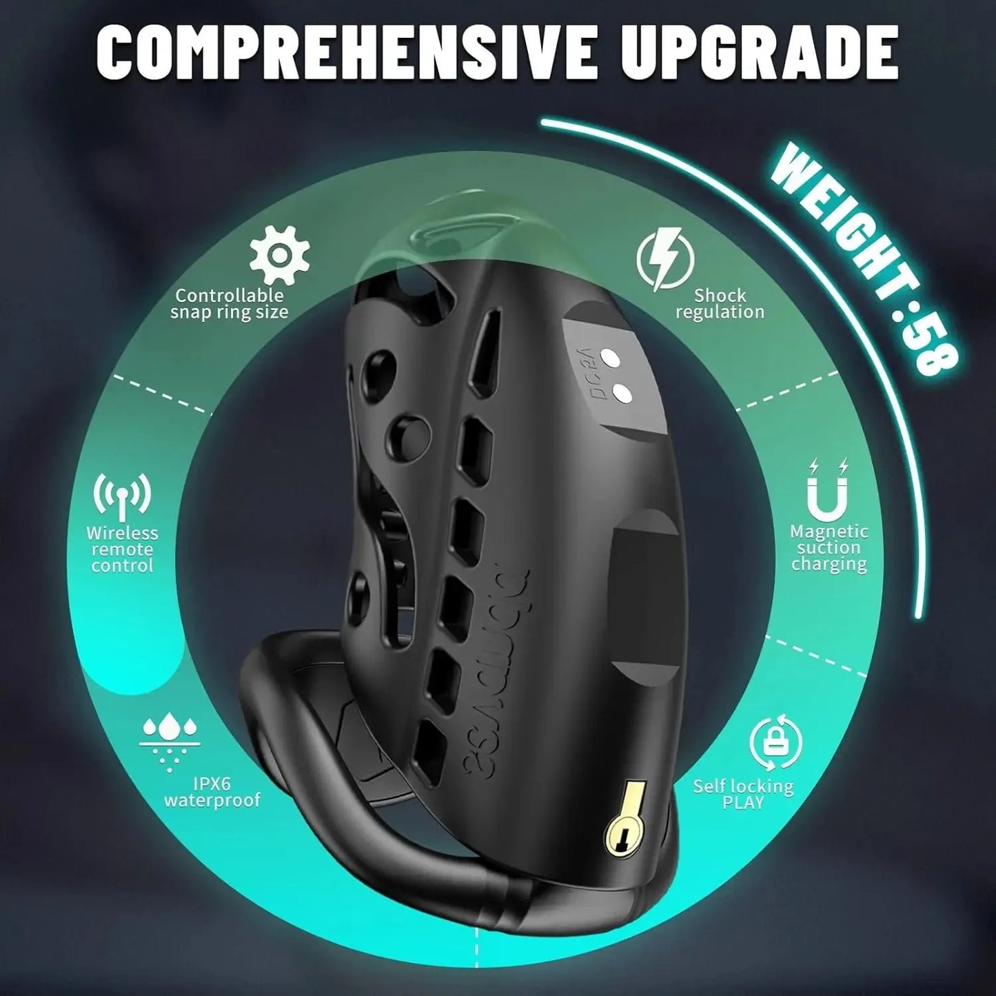 BDSM Shock Male Chastity Cage Wireless Remote Control Shock Chicken Cage Penis Lock with Urethral Obstruction