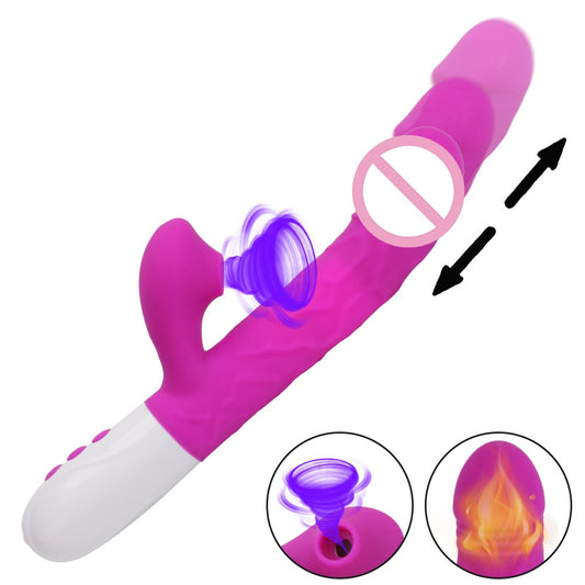 Sex Toys for Women: Heating Vagina G-Spot Stimulating Vibrators - Telescopic Rotating Dildo 3-in-1 Clitoris Sucking Rabbit Vibrator